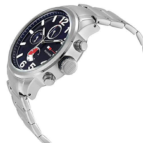 Shop Tommy Hilfiger Jackson Chronograph Blue Dial Silver Steel Strap Watch for Men - 1791242 in USA
