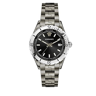 Versace Hellenyium Quartz Black Dial Grey Steel Strap Watch For Men - VE3A00620 Buy Now By Versace
