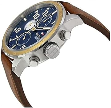 Shop Tommy Hilfiger Sport Multifunction Blue Dial Brown Leather Strap Watch for Men - 1791137 in USA