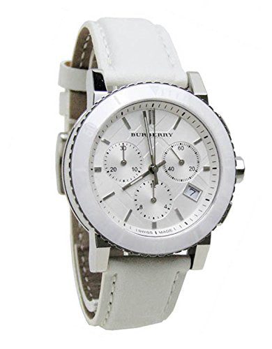 Shop Burberry City Chronograph White Dial White Leather Strap Watch For Women - BU9701 in USA