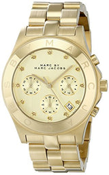 Marc Jacobs Blade Chronograph Gold Dial Gold Steel Strap Watch for Women - MBM3101 Buy Now By Marc Jacobs