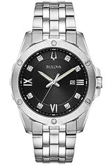 Bulova Diamond Accent Black Dial Silver Steel Strap Watch for Men - 96K106 Buy Now By Bulova