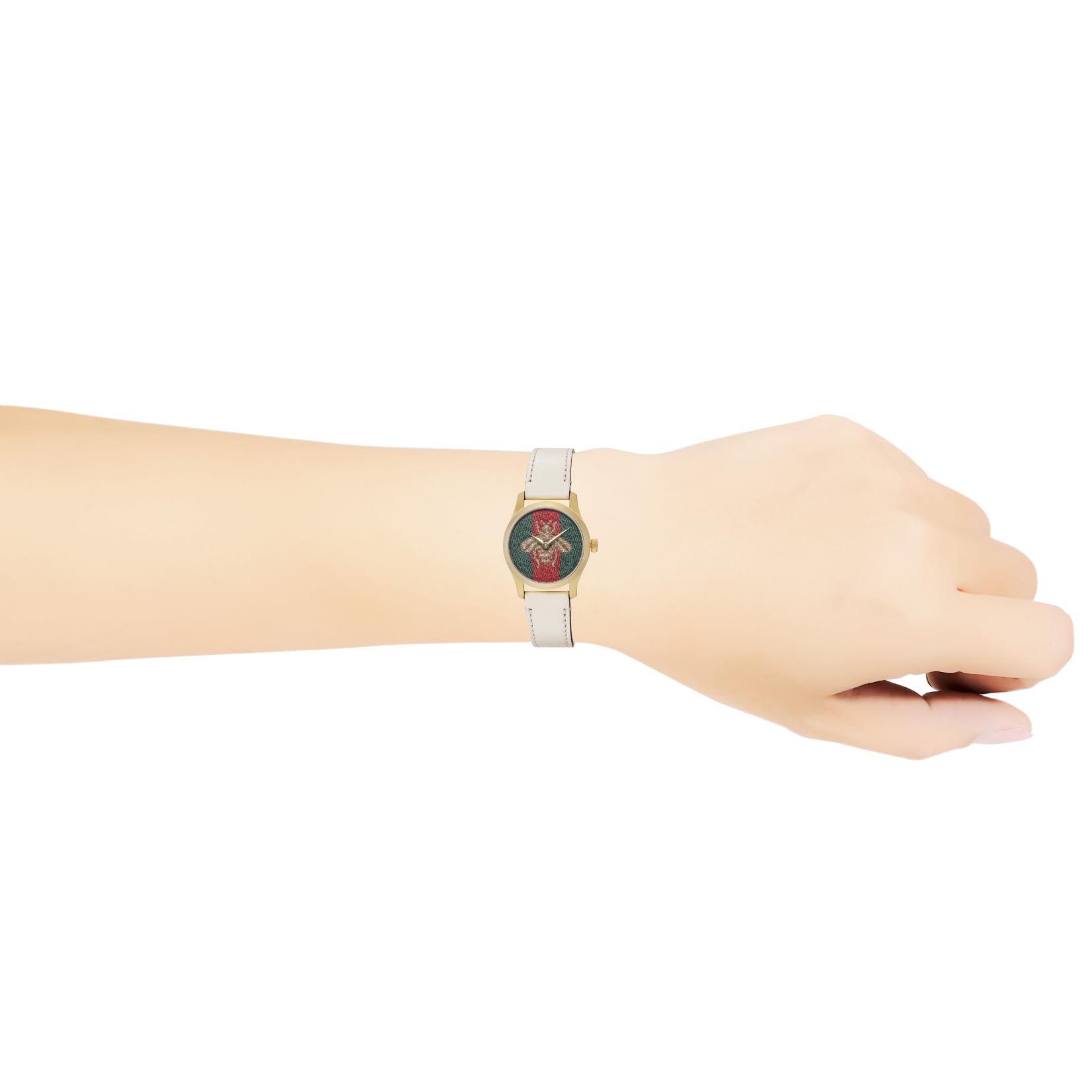 Gucci G Timeless Quartz Red & Green Dial Beige Leather Strap Watch For Women - YA1265009