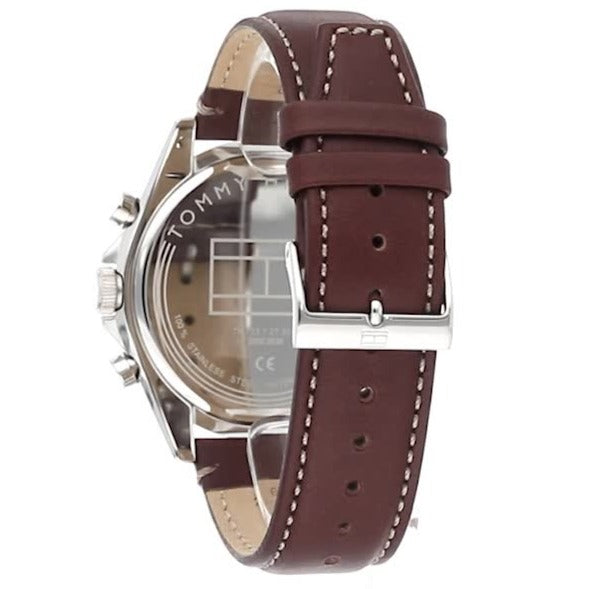Tommy Hilfiger Parker Chronograph Blue Dial Brown Leather Strap Watch For Men - 1791837 Buy Now By Tommy Hilfiger
