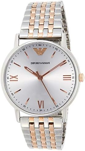 Shop Emporio Armani Kappa Quartz Silver Dial Two Tone Mesh Bracelet Watch For Men - AR11093 in USA
