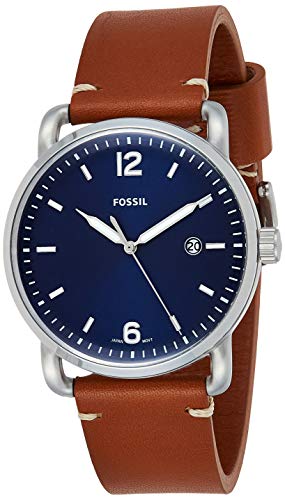 Shop Fossil Commuter Blue Dial Blue Leather Strap Watch for Men - FS5325 in USA
