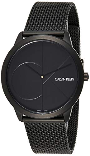 Shop Calvin Klein Minimal Black Dial Black Mesh Bracelet Watch for Men - K3M514B1 in USA