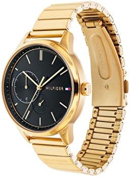 Shop Tommy Hilfiger Brooke Black Dial Gold Steel Strap Watch for Women - 1782019 in USA