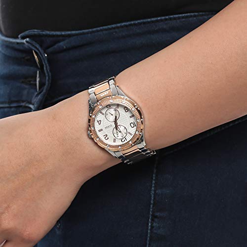 Shop Guess Siren White Dial Two Tone Steel Strap Watch for Women - W0442L4 in USA
