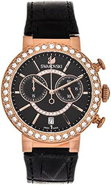 Shop Swarovski Citra Sphere Chronograph Black Dial Black Leather Strap Watch for Women - 5055209 in USA
