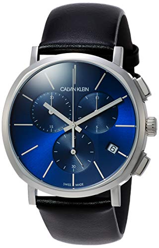 Calvin Klein Chronograph Blue Dial Black Leather Strap Watch for Men - K8Q371CN Buy Now By Calvin Klein