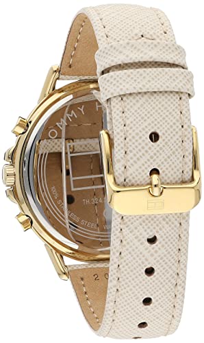 Shop Tommy Hilfiger Carly Silver Dial Cream Leather Strap Watch for Women - 1781790 in USA