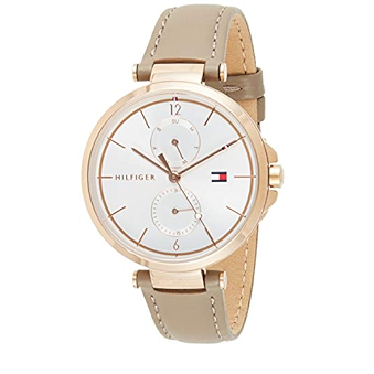 Shop Tommy Hilfiger Angela Quartz Silver Dial Brown Leather Strap Watch for Women - 1782125 in USA