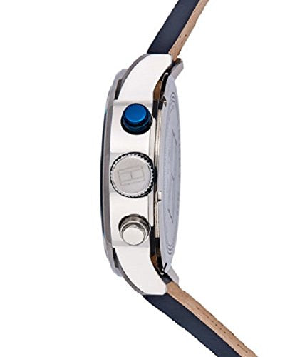 Shop Tommy Hilfiger Jackson Silver Dial Black Leather Strap Watch for Men - 1791240 in USA