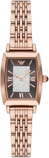 Emporio Armani Gianni T-Bar Analog Crystal Brown Dial Rose Gold Steel Strap Watch For Women - AR11407 Buy Now By Emporio Armani