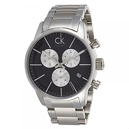 Shop Calvin Klein City Chronograph Black Dial Silver Steel Strap Watch for Men - K2G2714X in USA