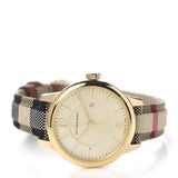 Shop Burberry Classic Champagne Gold Dial Horseferry Leather Strap Watch for Women - BU10104 in USA