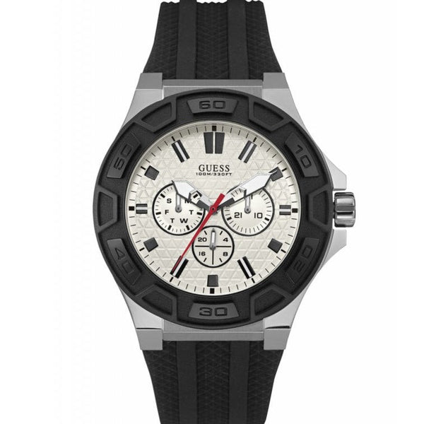Guess Force Analog Quartz White Dial Black Rubber Strap Watch For Men - W0674G3 Buy Now By Guess