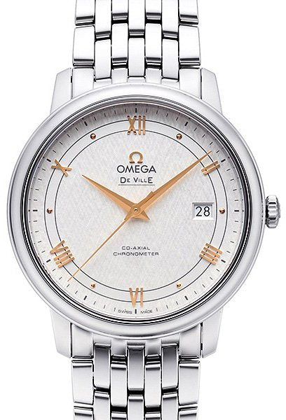 Shop Omega De Ville Prestige Co Axial Silver Dial Silver Steel Strap Watch for Men - 424.10.40.20.02.004 in USA
