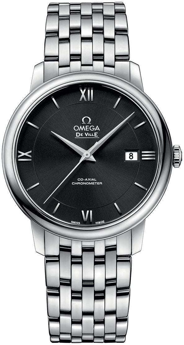 Shop Omega De Ville Prestige Co-Axial Black Dial Silver Steel Strap Watch for Men - 424.10.40.20.01.001 in USA