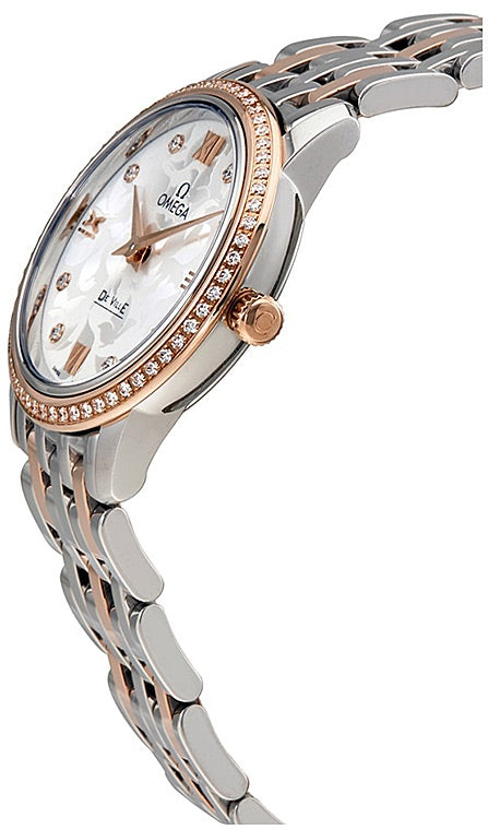Shop Omega De Ville Prestige Quartz Diamonds Silver Dial Two Tone Steel Strap Watch for Women - 424.25.27.60.52.001 in USA