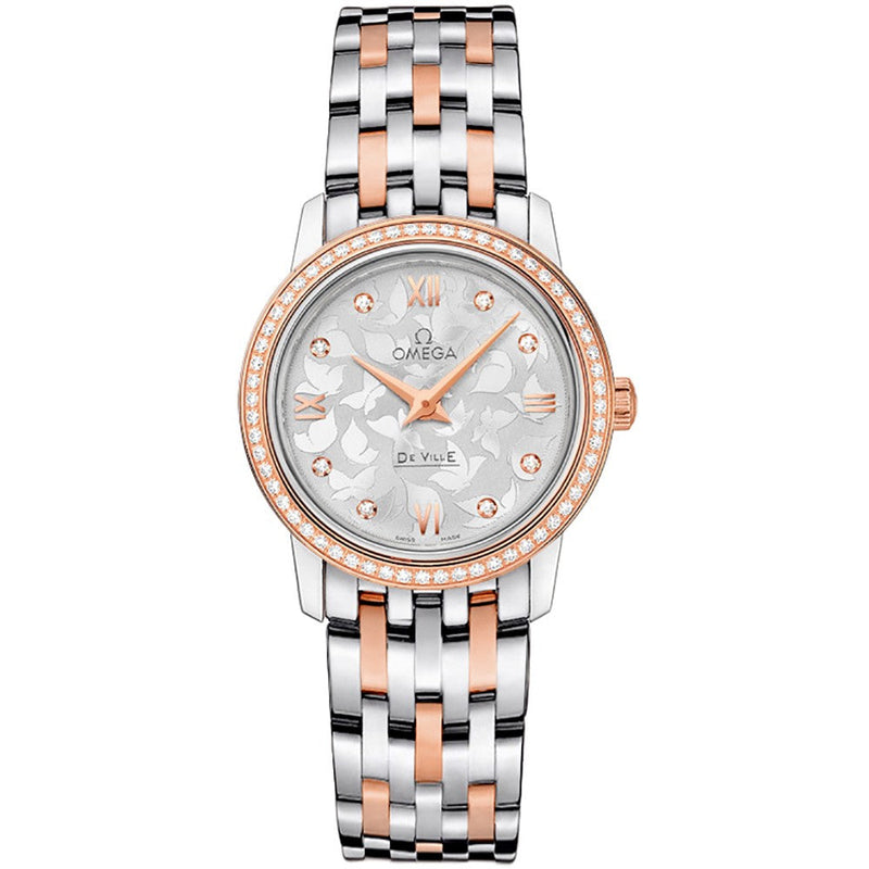 Shop Omega De Ville Prestige Quartz Diamonds Silver Dial Two Tone Steel Strap Watch for Women - 424.25.27.60.52.001 in USA