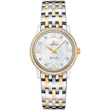 Omega De Ville Prestige Quartz Diamonds Mother of Pearl Dial Two Tone Steel Strap Watch for Women - 424.25.27.60.55.001