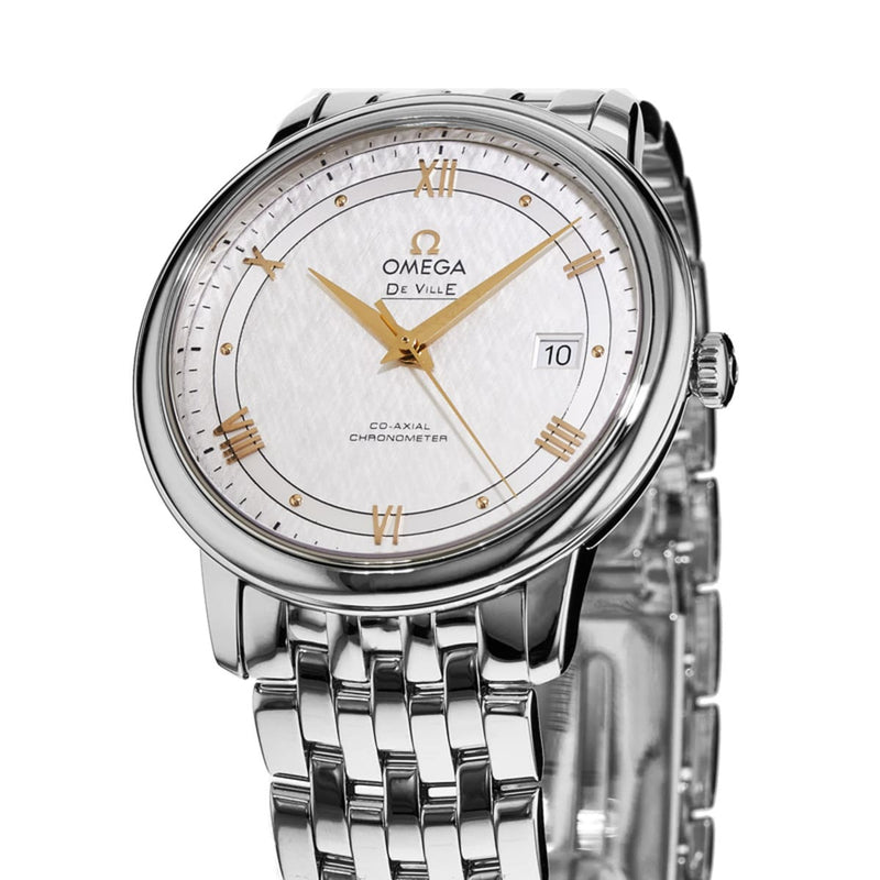 Shop Omega De Ville Prestige Co Axial Silver Dial Silver Steel Strap Watch for Men - 424.10.40.20.02.004 in USA