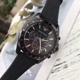 Emporio Armani Giovanni Chronograph Black Dial Black Rubber Strap Watch For Men - AR11028 Buy Now By Emporio Armani