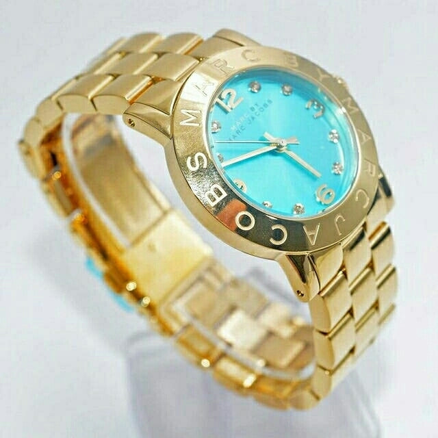 Marc Jacobs Amy Blue Dial Gold Steel Strap Watch for Women - MBM3220 Buy Now By Marc Jacobs