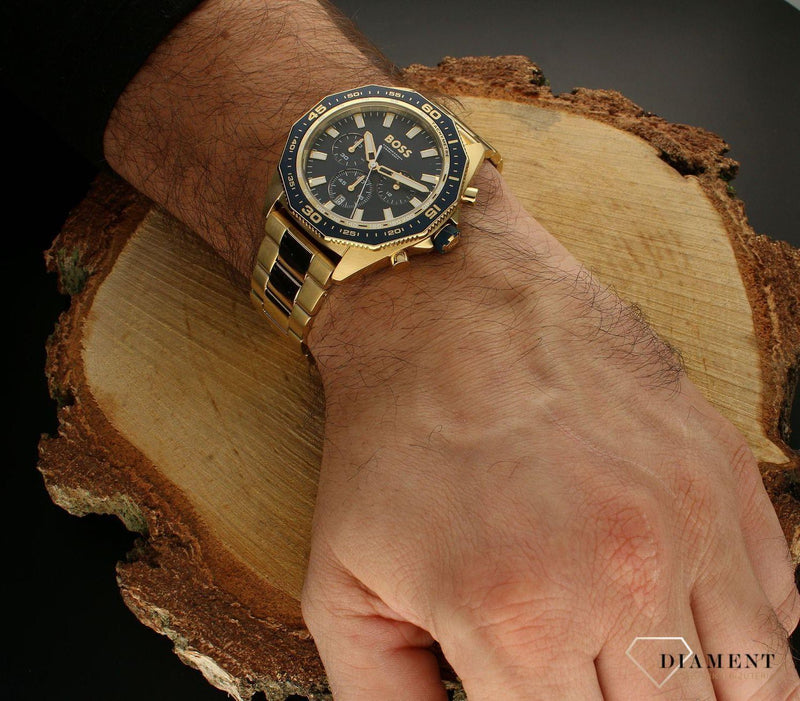 Hugo Boss Energy Chronograph Blue Dial Gold Steel Strap Watch For Men - 1513973 Buy Now By Hugo Boss