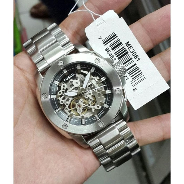 Fossil Modern Machine Automatic Silver Dial Silver Steel Strap Watch for Men - ME3081 Buy Now By Fossil