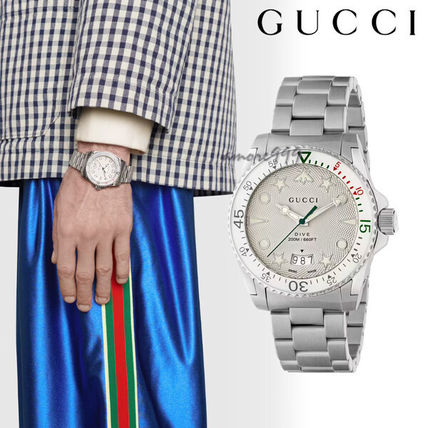 Shop Gucci Dive Quartz White Dial Silver Steel Strap Watch For Men - YA136336 in USA