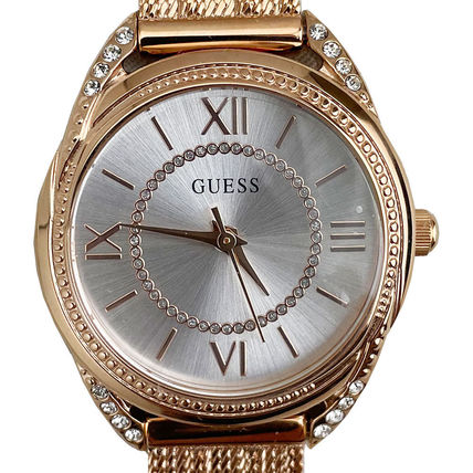 Shop Guess Whisper Silver Dial Rose Gold Mesh Bracelet Watch for Women - W1084L3 in USA