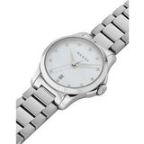 Shop Gucci G Timeless Diamonds Mother of Pearl Dial Silver Steel Strap Watch For Women - YA126542 in USA