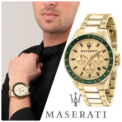 Shop Maserati SFIDA Quartz Yellow Dial Gold Strap Watch For Men - R8873640005 in USA
