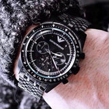 Emporio Armani Tazio Chronograph Black Dial Black Steel Strap Watch For Men - AR5989 Buy Now By Emporio Armani