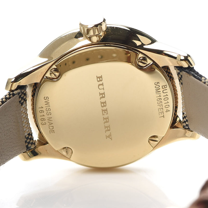 Shop Burberry Classic Champagne Gold Dial Horseferry Leather Strap Watch for Women - BU10104 in USA