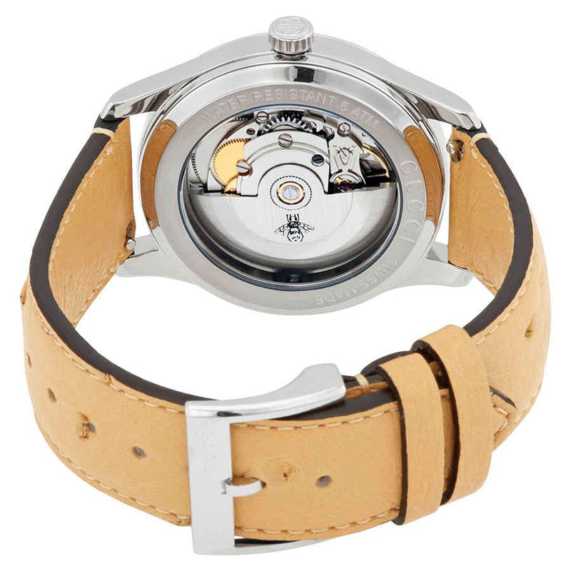 Gucci G Timeless Automatic Mother of Pearl Dial Brown Leather Strap Watch For Women - YA1264112 Buy Now By Gucci