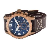 Shop Fossil Nate Chronograph Blue Dial Brown Leather Strap Watch for Men - JR1505 in USA