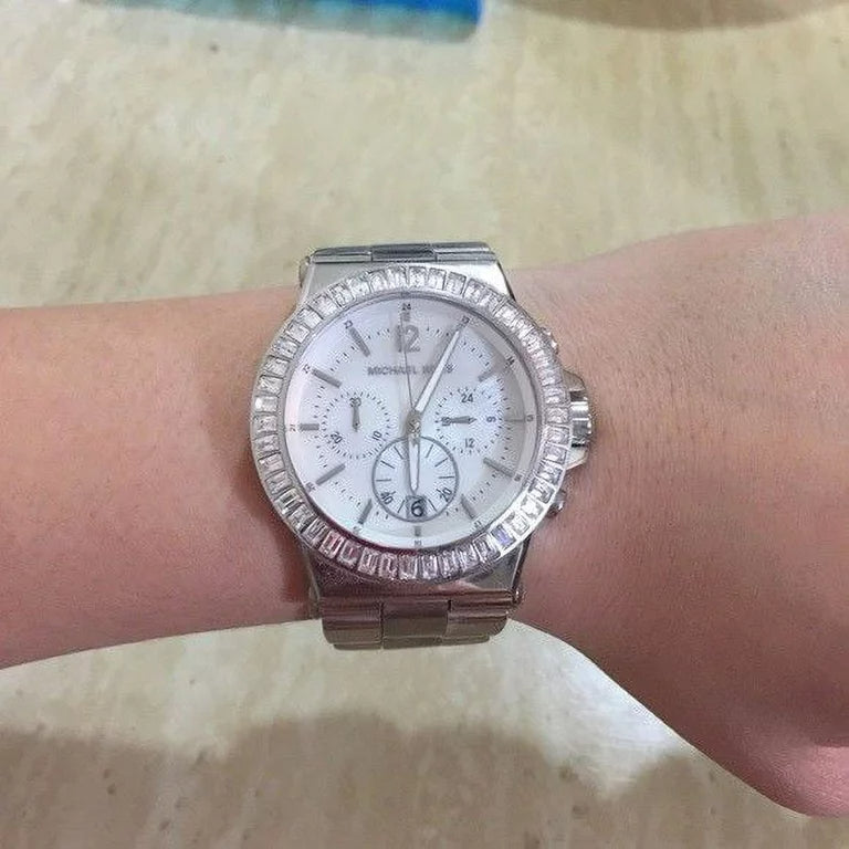 Michael Kors Dylan Glitz Chronograph White Dial Silver Steel Strap Watch For Women - MK5411 Buy Now By Michael Kors