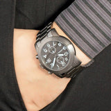 Shop Marc Jacobs Larry Chronograph Black Dial Gunmetal Grey Steel Strap Watch for Men - MBM5031 in USA