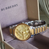 Shop Burberry The Classic Gold Dial Two Tone Steel Strap Watch for Men - BU10011 in USA