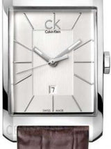 Shop Calvin Klein Window Silver Dial Brown Leather Strap Watch for Men - K2M21126 in USA