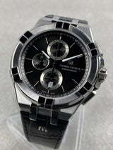 Maurice Lacroix Aikon Chronograph Black Dial Black Leather Strap Watch for Men - AI1018-SS001-330-1 Buy Now By Maurice Lacroix
