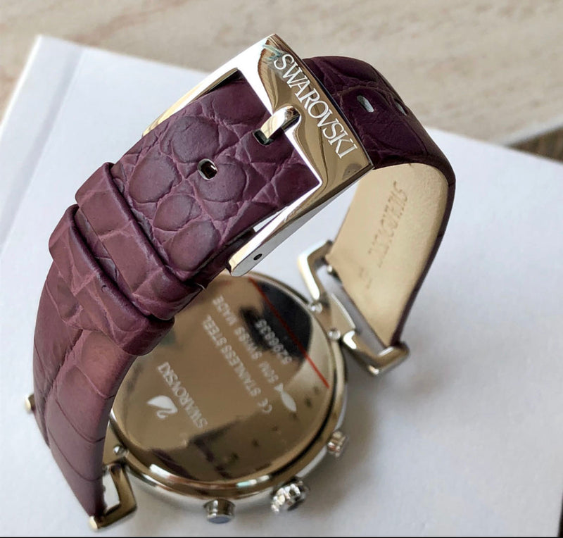 Swarovski Era Journey Chronograph Silver Dial Purple Leather Strap Watch for Women - 5296835 Buy Now By Swarovski
