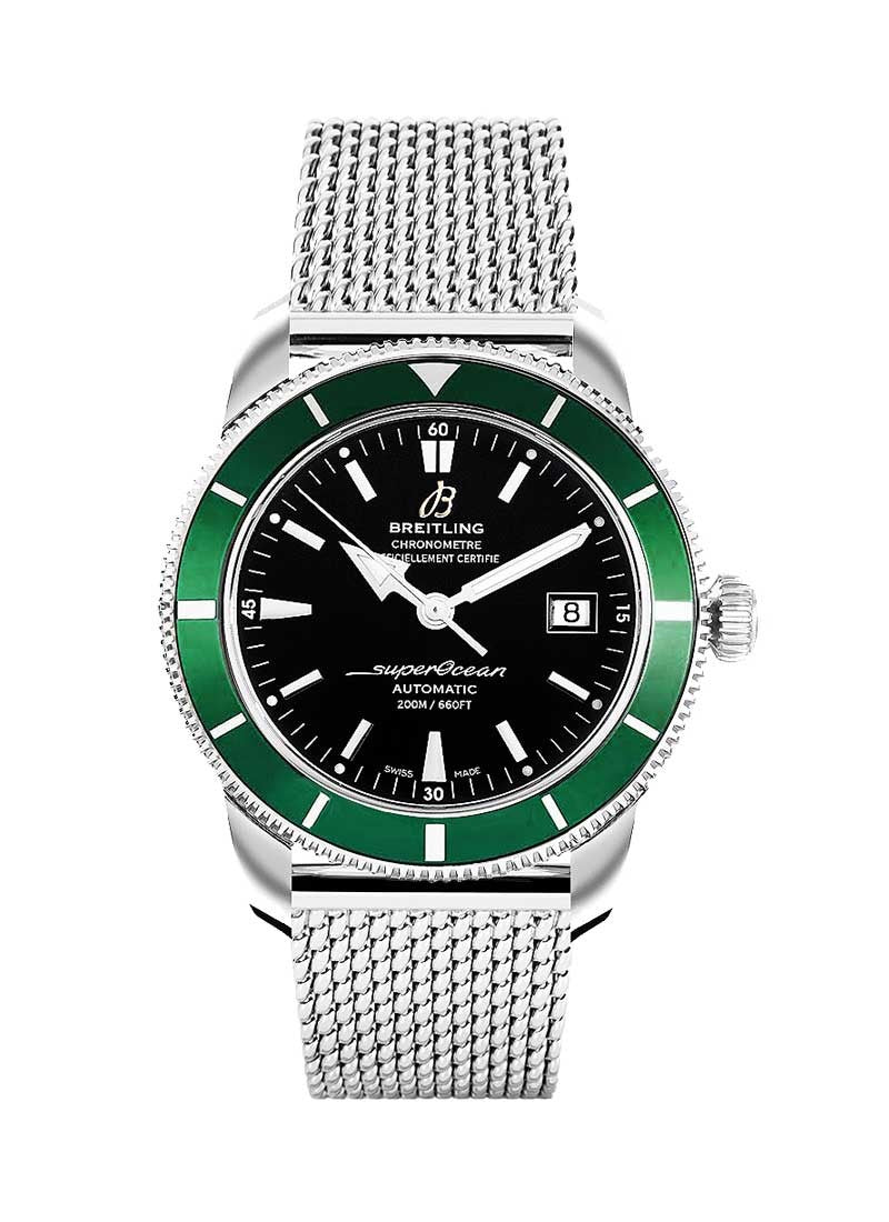 Shop Breitling Superocean Heritage 42mm Chronograph Green Bezel Mens Watch - A1732136 in USA