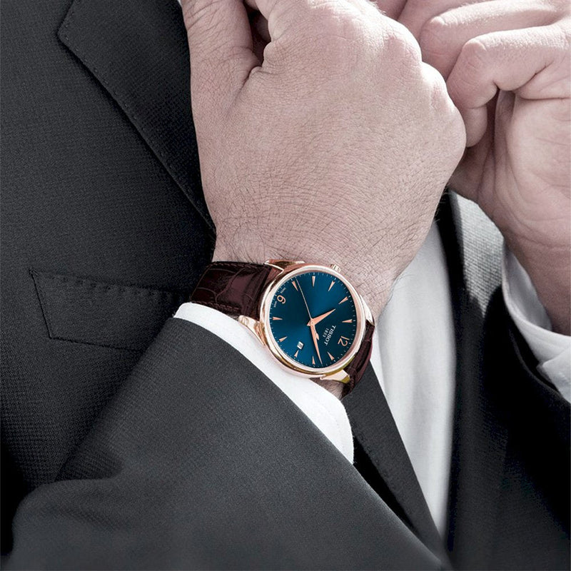 Tissot T Classic Tradition Blue Dial Brown Leather Strap Watch For Men - T063.610.36.047.00 Buy Now By Tissot