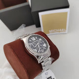 Michael Kors Lexington Chronograph Black Dial Silver Steel Strap Watch For Women - MK7277 Buy Now By Michael Kors