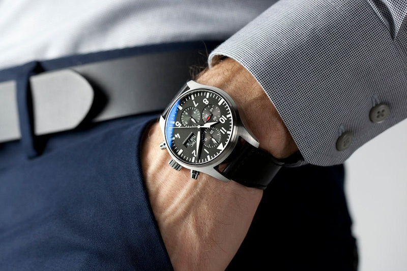 IWC Pilot's Watch Chronograph Black Dial Black Leather Strap Watch for Men - IW377709 Buy Now By IWC